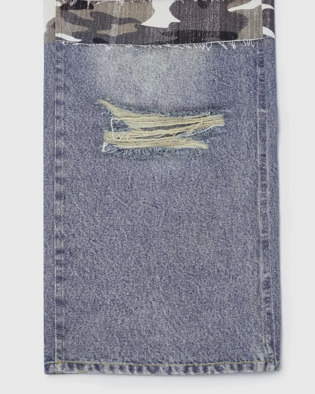 Patchwork Effect Print Baggy Jeans | Flation Streetwear