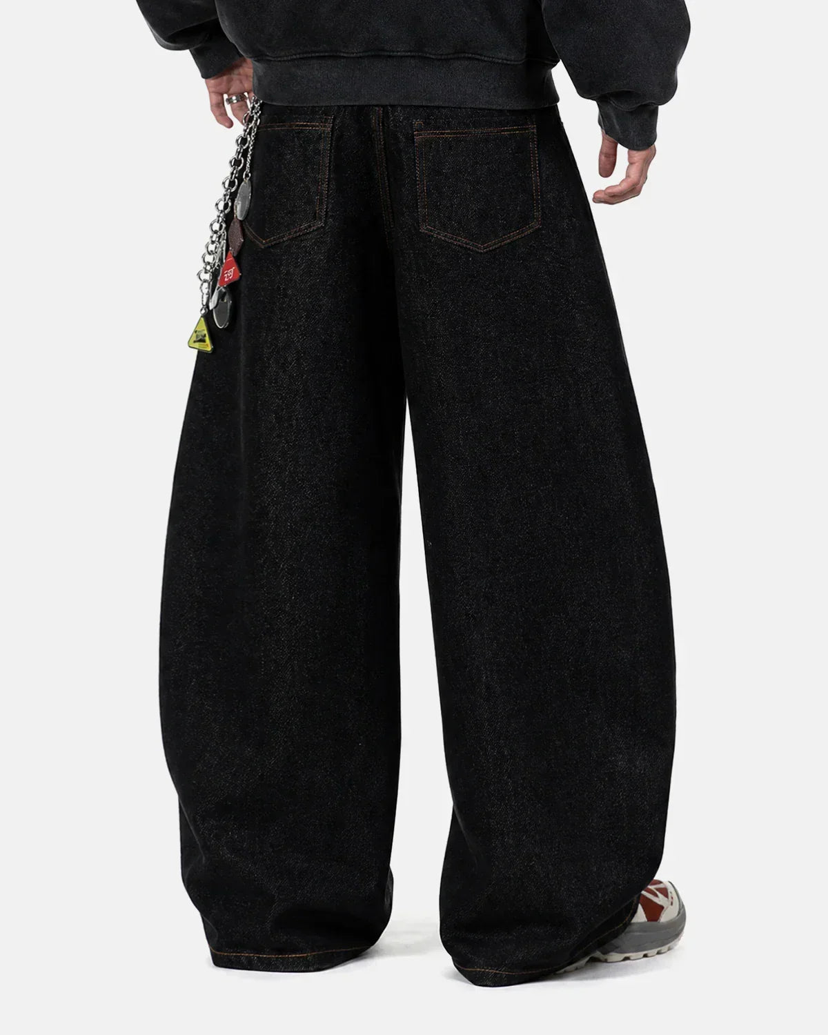 Pocket Embroidery Raw Barrel Jeans | Flation Streetwear