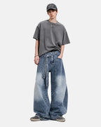 Belted Bamboo Weave Barrel Jeans | Flation Streetwear