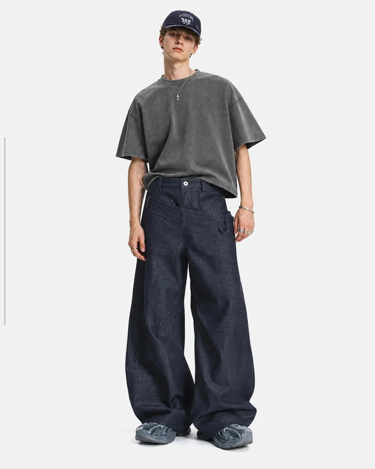 Asymmetric Wrap Waist Baggy Jeans | Flation Streetwear