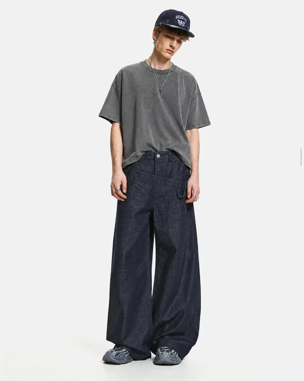 Asymmetric Wrap Waist Baggy Jeans | Flation Streetwear