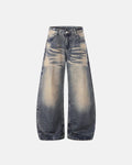 Bamboo Weave Dirty Wash Barrel Jeans | Flation Streetwear