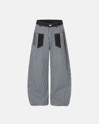 Striped Patch Pocket Baggy Jeans | Flation Streetwear