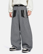 Striped Patch Pocket Baggy Jeans | Flation Streetwear