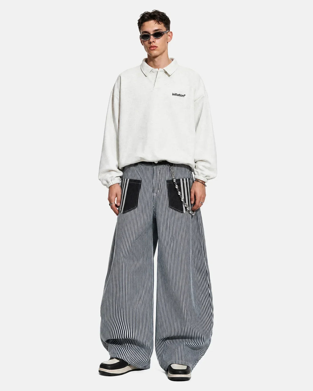 Striped Patch Pocket Baggy Jeans | Flation Streetwear