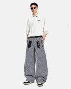 Striped Patch Pocket Baggy Jeans | Flation Streetwear