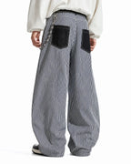 Striped Patch Pocket Baggy Jeans | Flation Streetwear