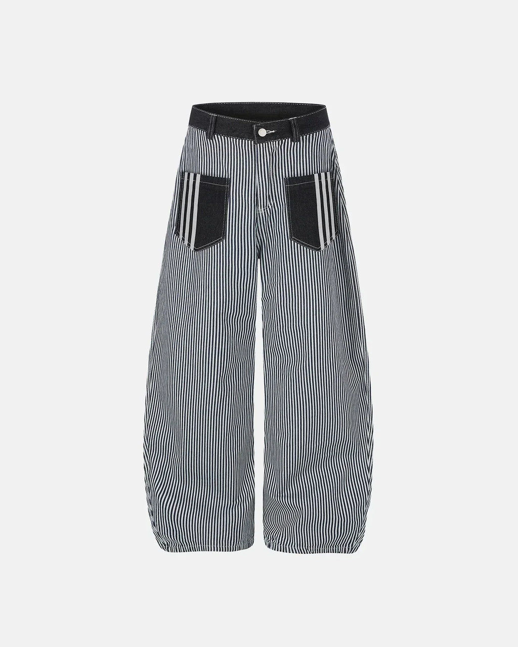 Striped Patch Pocket Baggy Jeans | Flation Streetwear