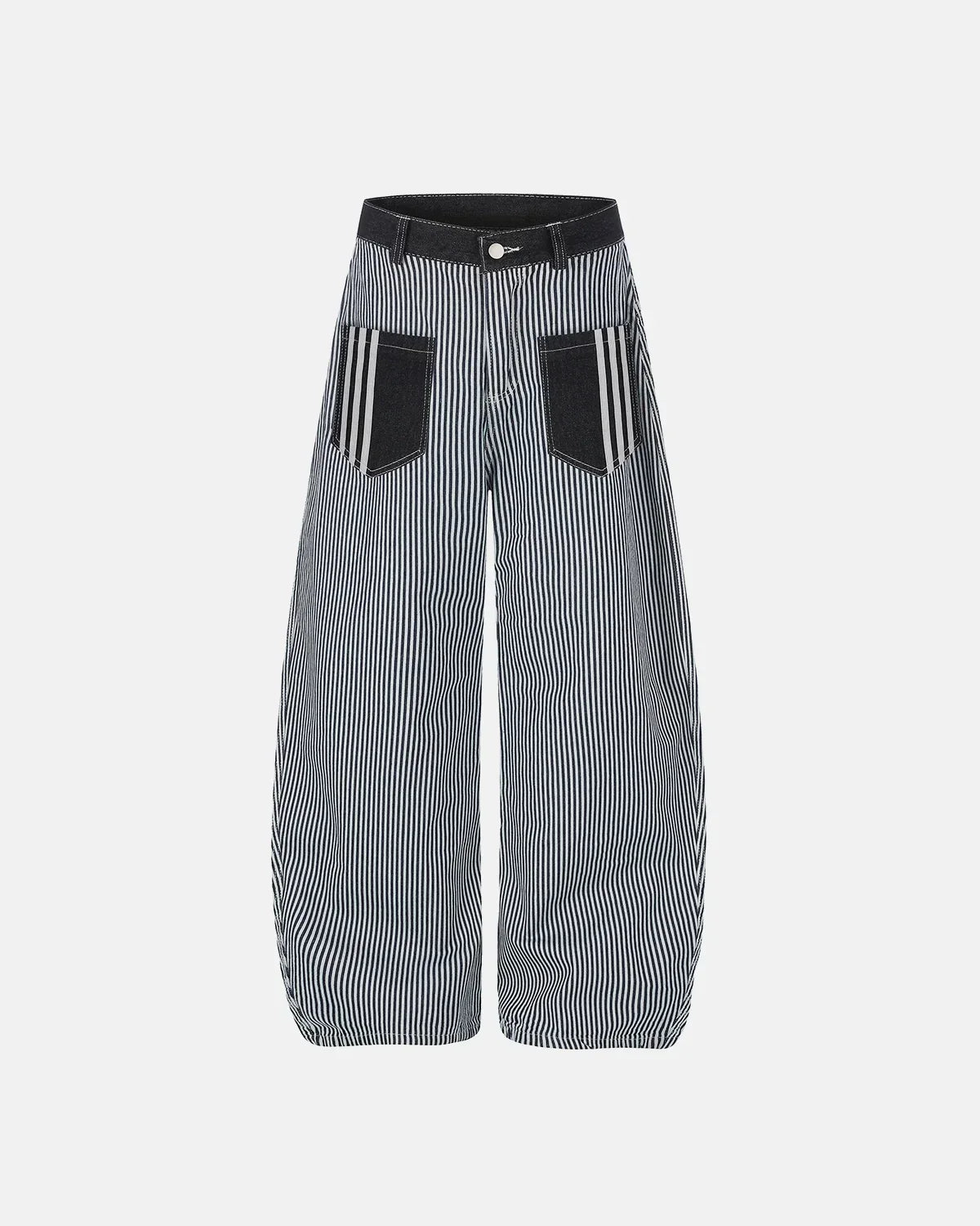 Striped Patch Pocket Baggy Jeans | Flation Streetwear