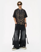Adjustable Strap Washed Straight-Leg Jeans | Flation Streetwear