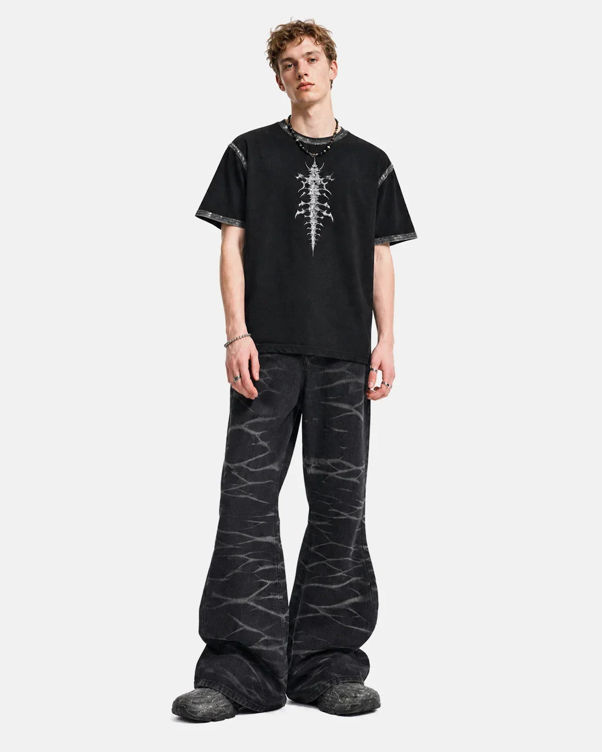 Black Whisker Wash Bootcut Jeans | Flation Streetwear