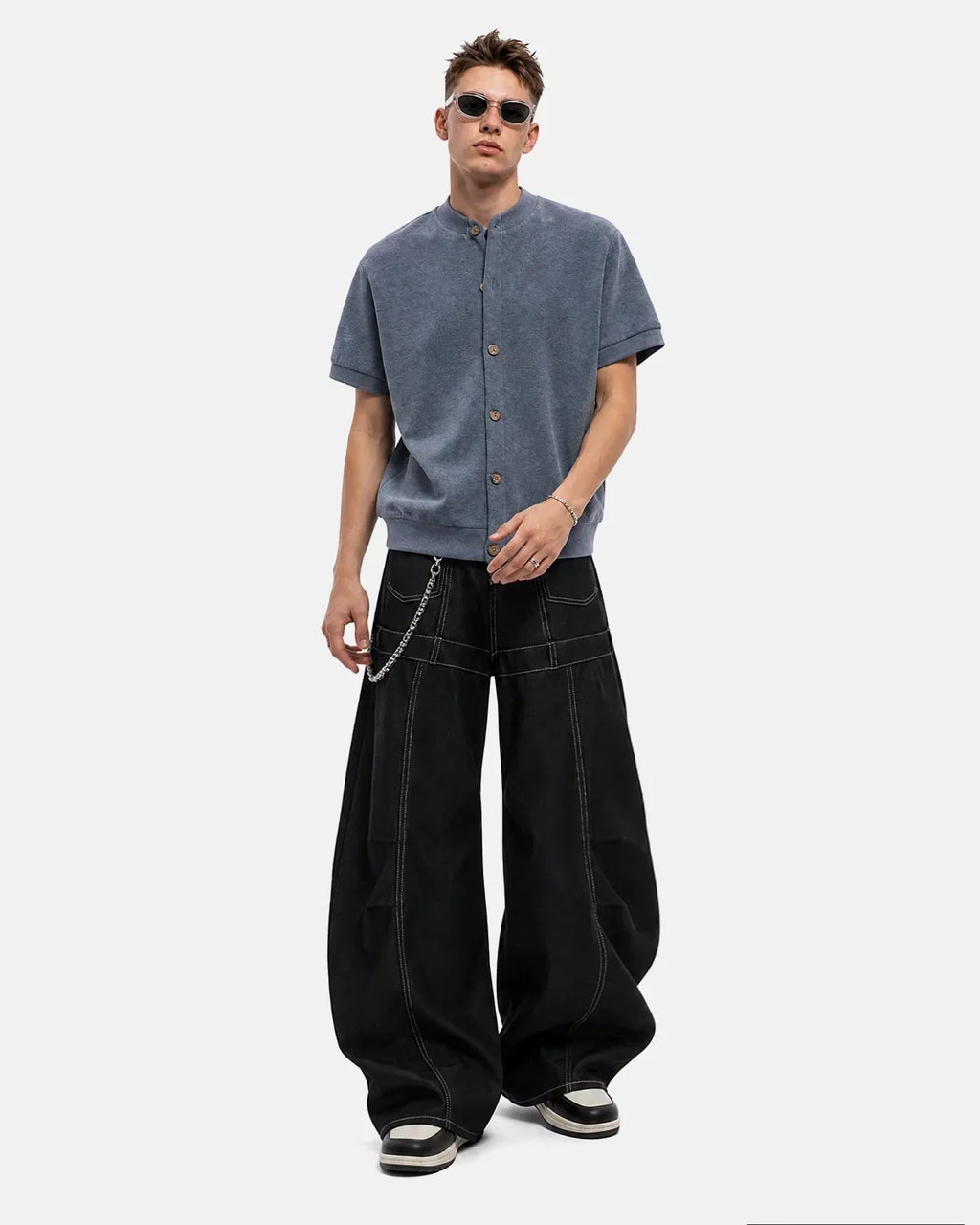 Contrast Stitch Baggy Barrel  Jeans | Flation Streetwear