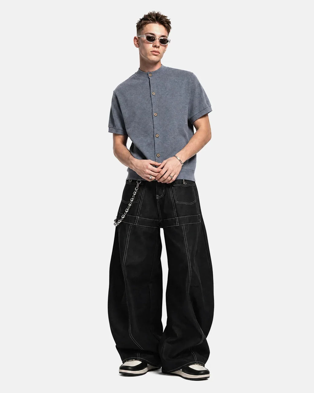 Contrast Stitch Baggy Barrel  Jeans | Flation Streetwear