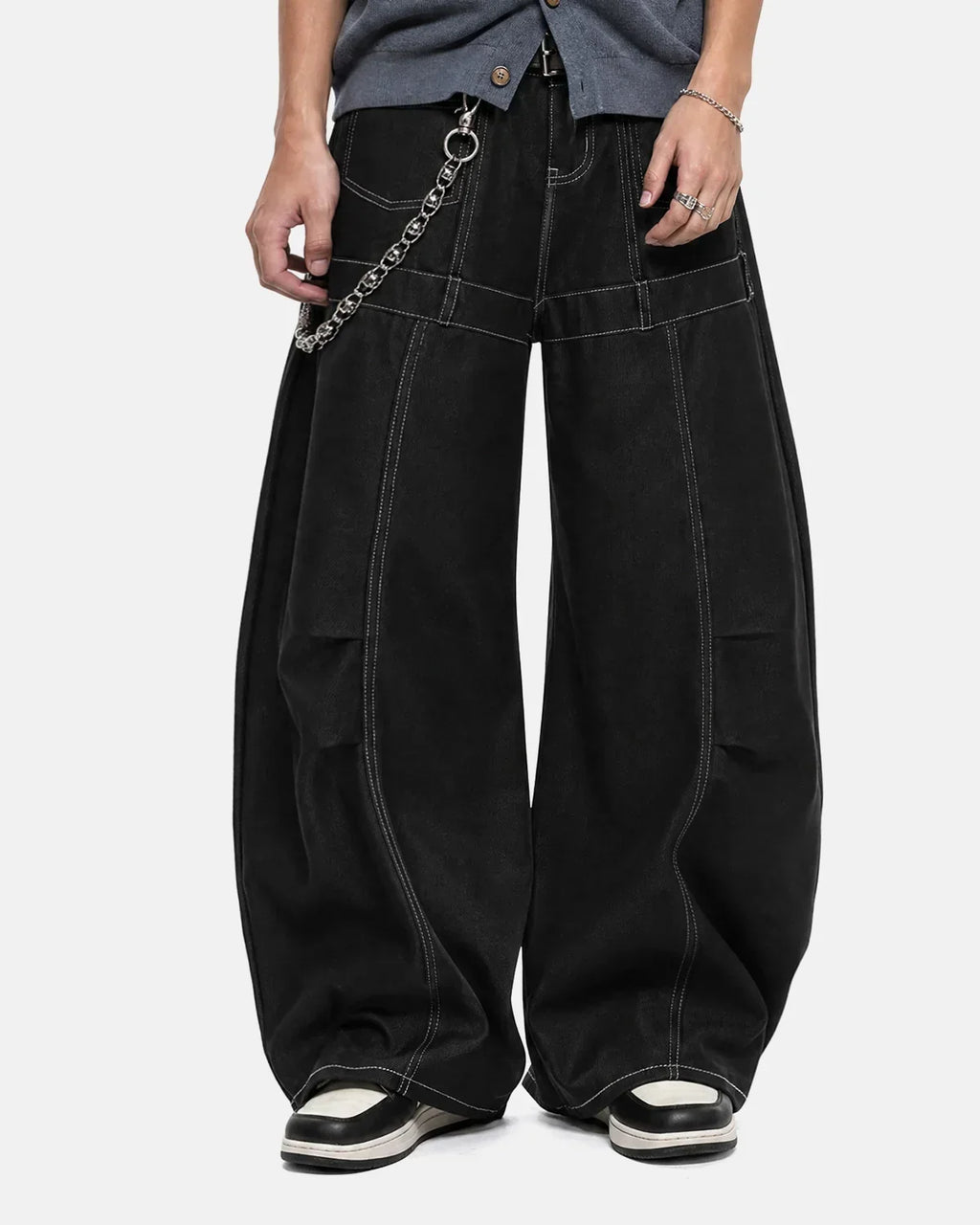 Contrast Stitch Baggy Barrel  Jeans | Flation Streetwear