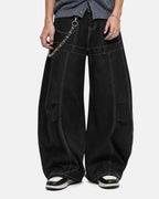 Contrast Stitch Baggy Barrel  Jeans | Flation Streetwear
