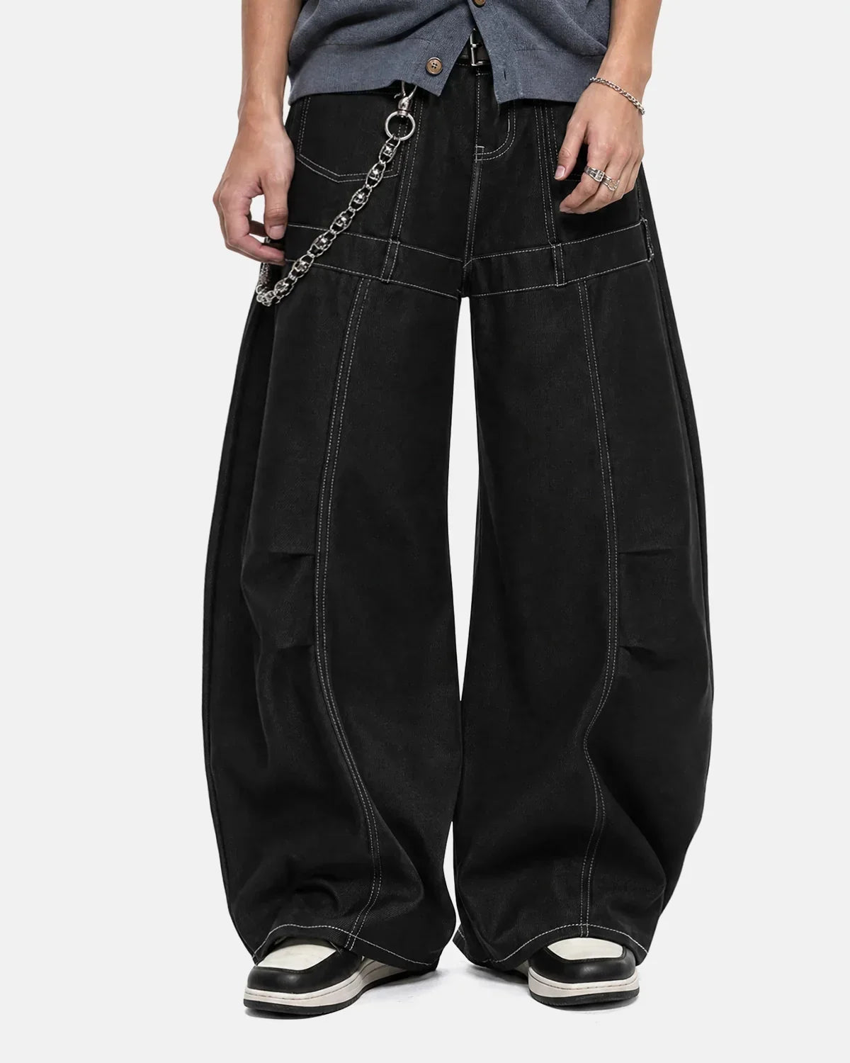 Contrast Stitch Baggy Barrel  Jeans | Flation Streetwear