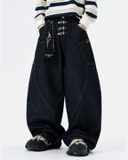 Metal Clasp Raw Barrel Jeans | Flation Streetwear