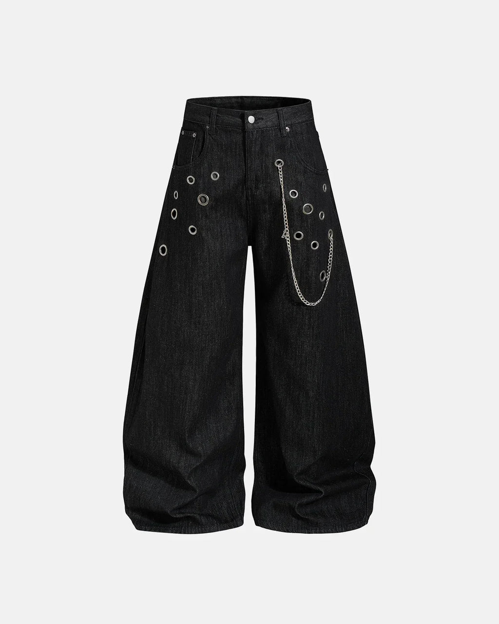 Metal Eyelet Chain Barrel Jeans | Flation Streetwear