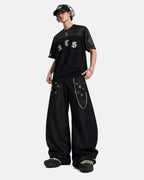 Metal Eyelet Chain Barrel Jeans | Flation Streetwear