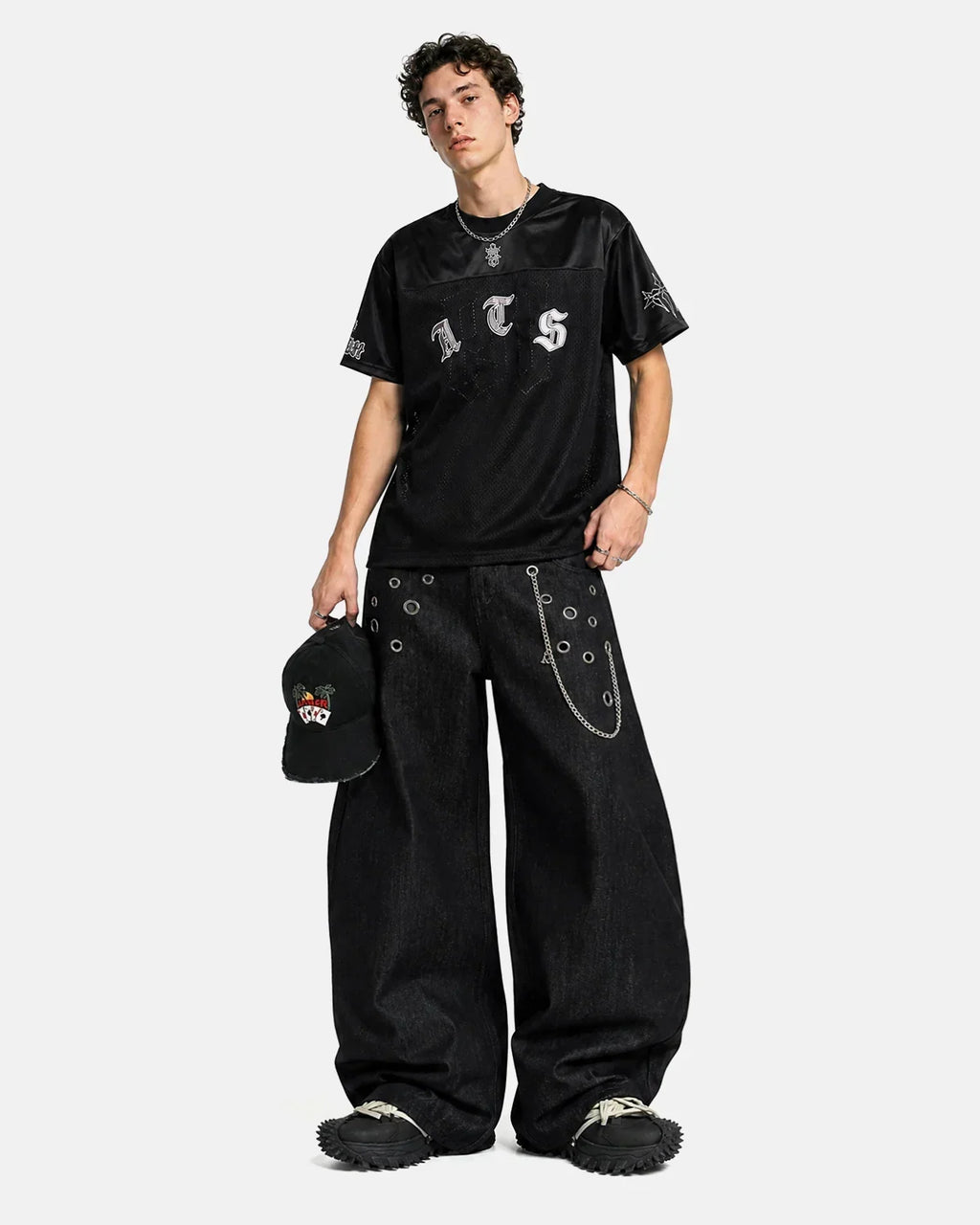 Metal Eyelet Chain Barrel Jeans | Flation Streetwear