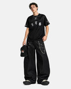 Metal Eyelet Chain Barrel Jeans | Flation Streetwear