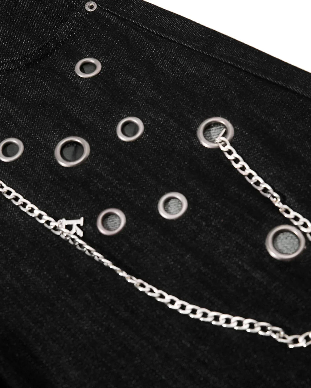 Metal Eyelet Chain Barrel Jeans | Flation Streetwear