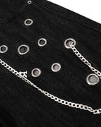 Metal Eyelet Chain Barrel Jeans | Flation Streetwear