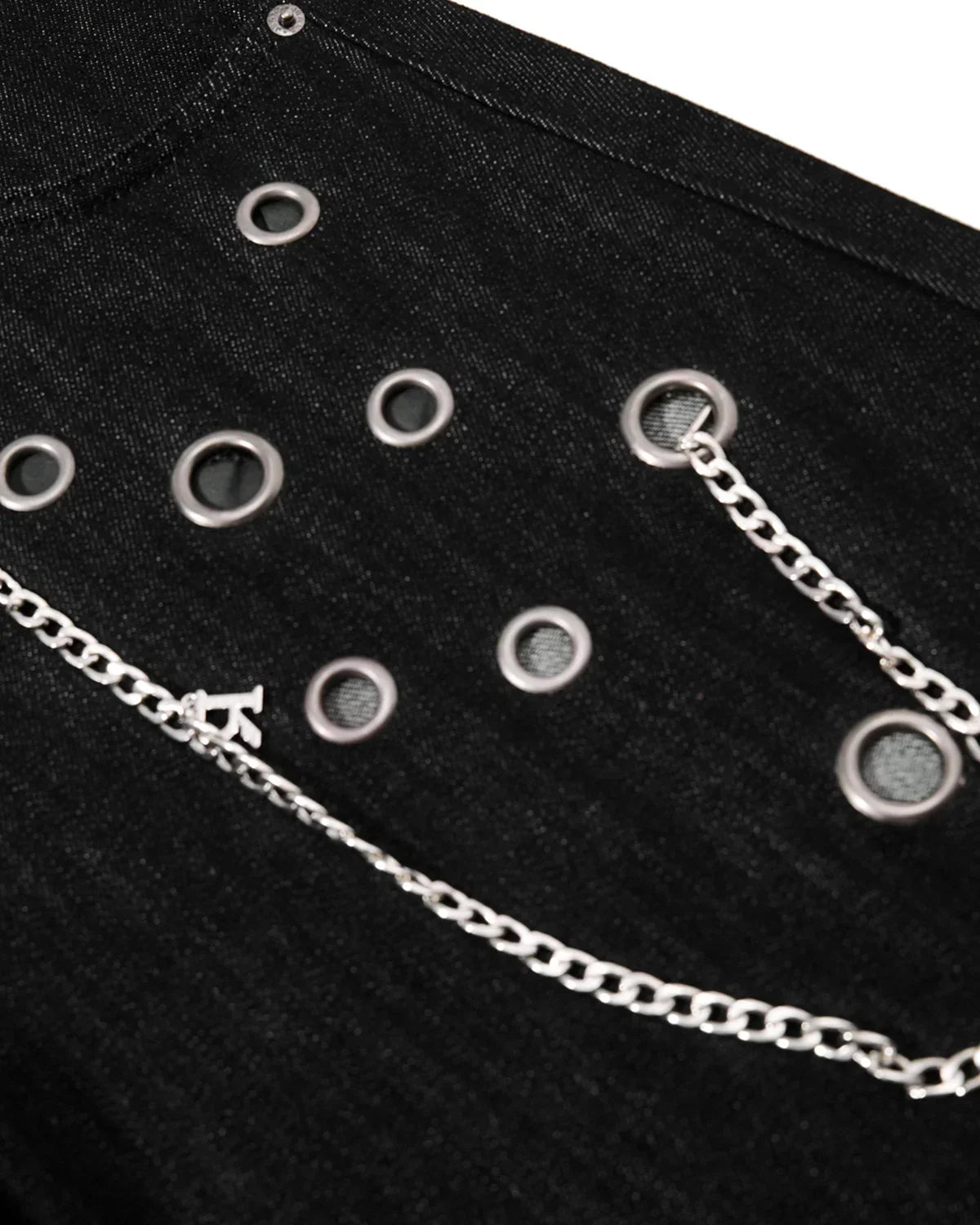 Metal Eyelet Chain Barrel Jeans | Flation Streetwear