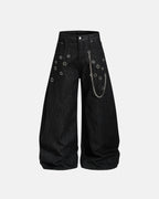 Metal Eyelet Chain Barrel Jeans | Flation Streetwear