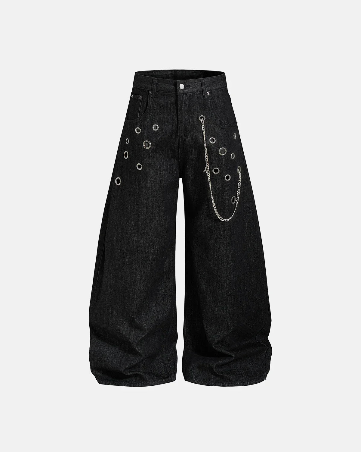 Metal Eyelet Chain Barrel Jeans | Flation Streetwear