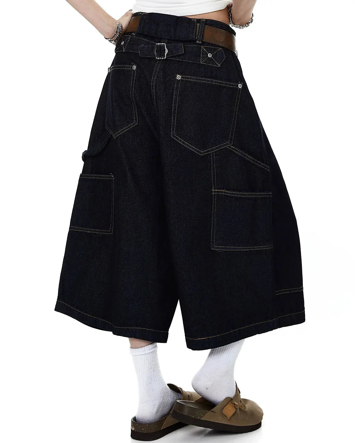 Deconstructed Wide leg Longline Jorts | Flation Streetwear