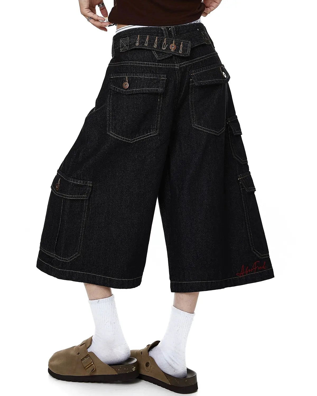 Raw Denim Longline Cargo Jorts | Flation Streetwear