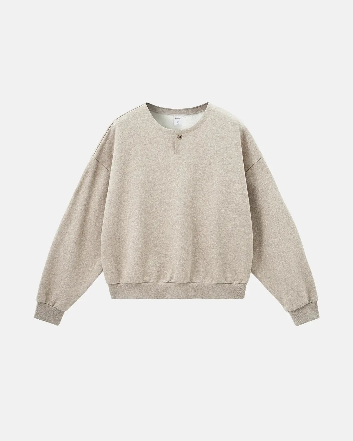 Boxy Fit Henley Collar Sweatshirt | Flation Streetwear