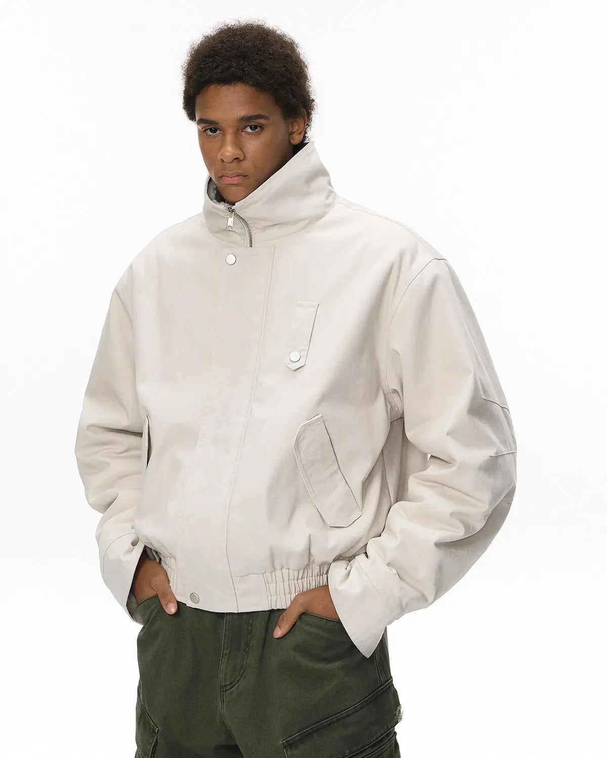 Faux Shearling Lining Lambswool Jacket | Flation Streetwear