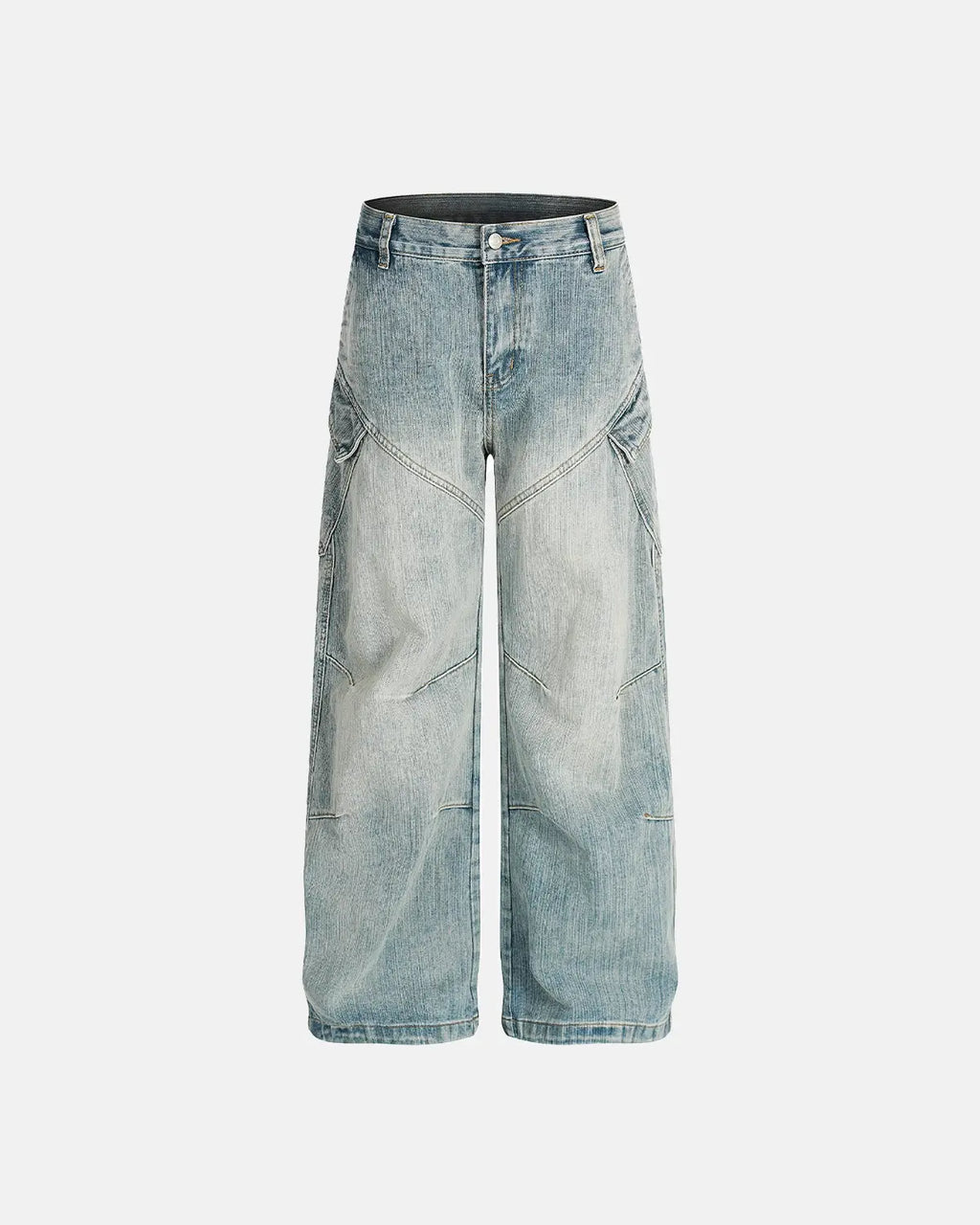 Stitching Bamboo Weave Baggy Jeans | Flation Streetwear