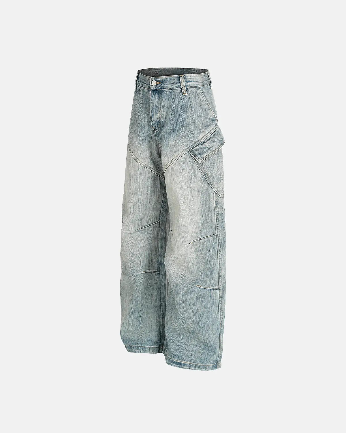 Stitching Bamboo Weave Baggy Jeans | Flation Streetwear
