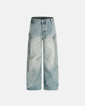 Stitching Bamboo Weave Baggy Jeans | Flation Streetwear