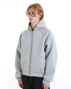 Flation Grey Boxy Zip Up Hoodies