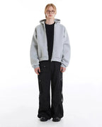 Flation Grey Boxy Zip Up Hoodies