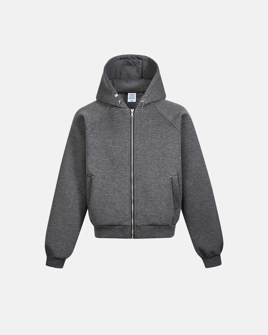 Flation Grey Boxy Zip Up Hoodies