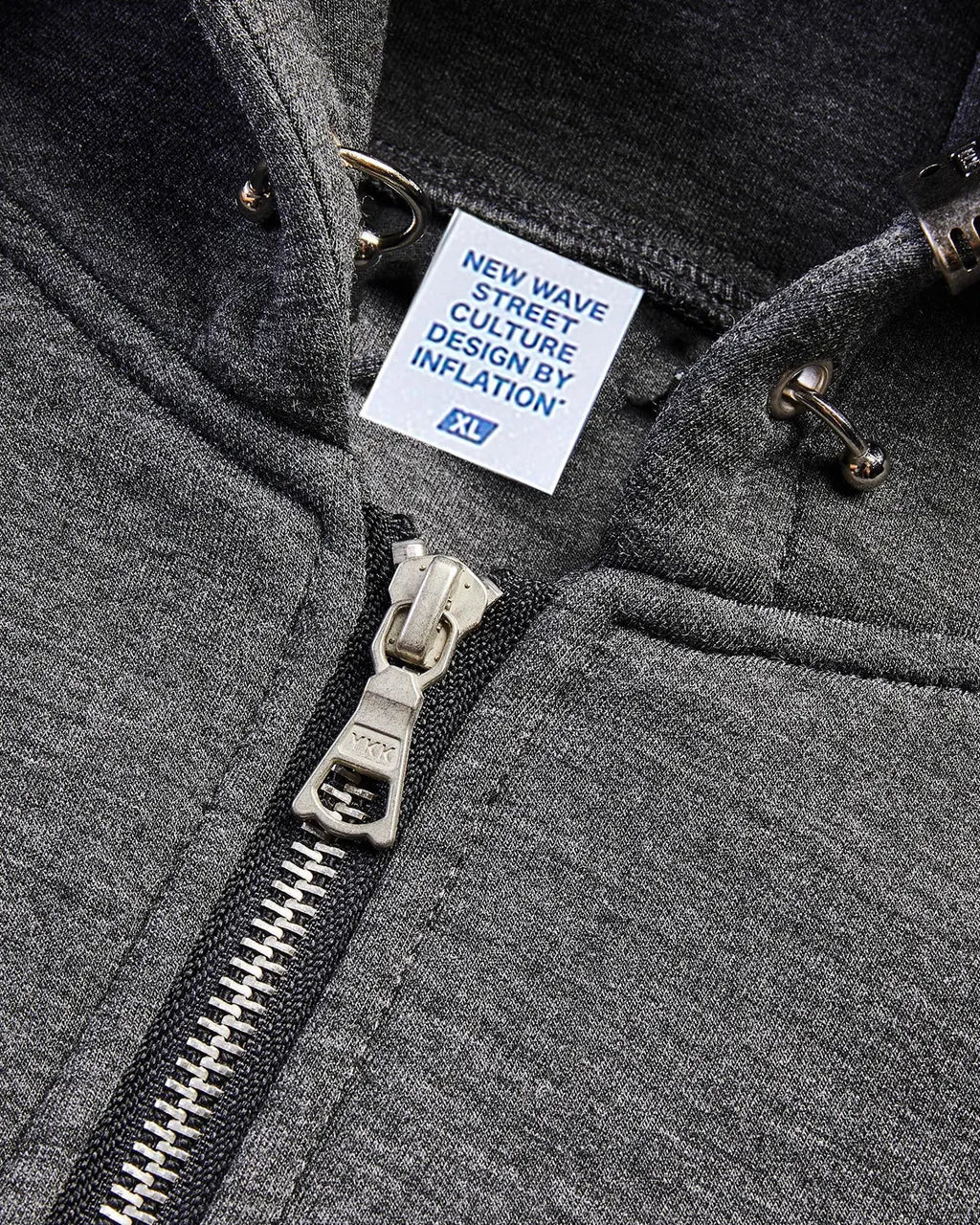 Flation Grey Boxy Zip Up Hoodies