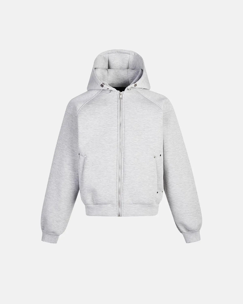 Flation Grey Boxy Zip Up Hoodies
