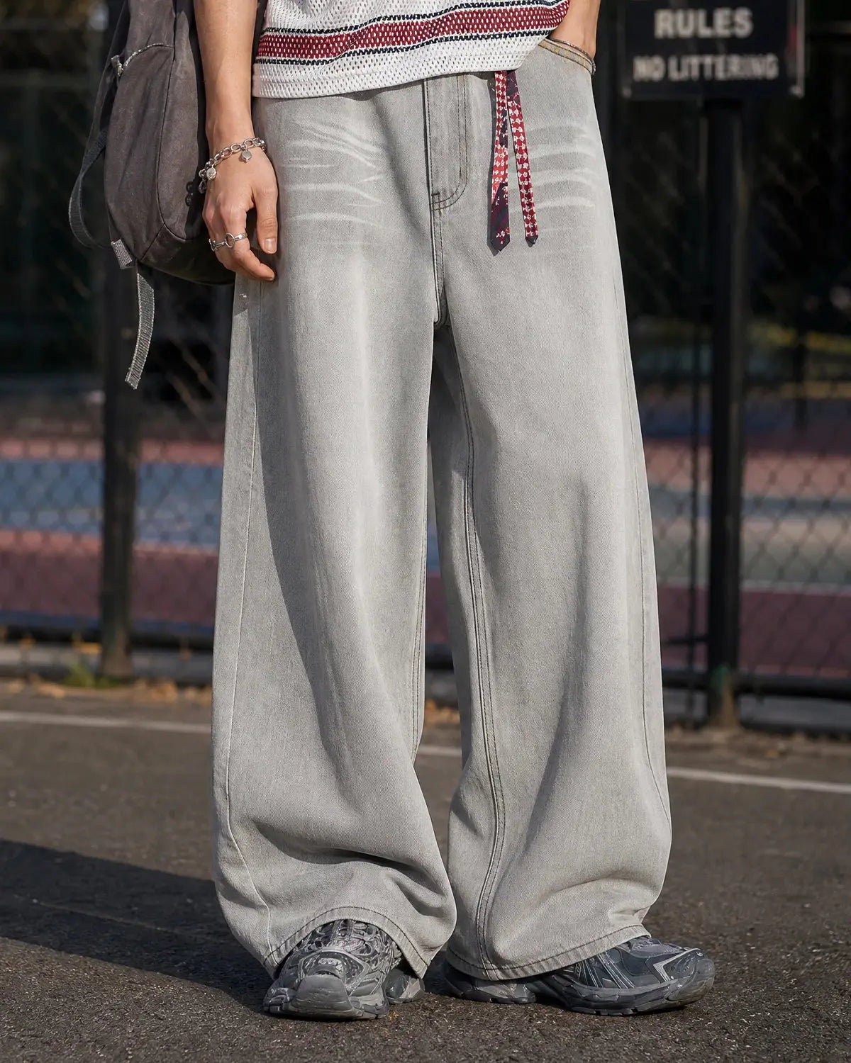 Washed Distressed Baggy Jeans | Flation Streetwear