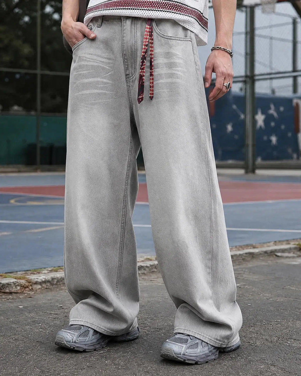 Washed Distressed Baggy Jeans | Flation Streetwear
