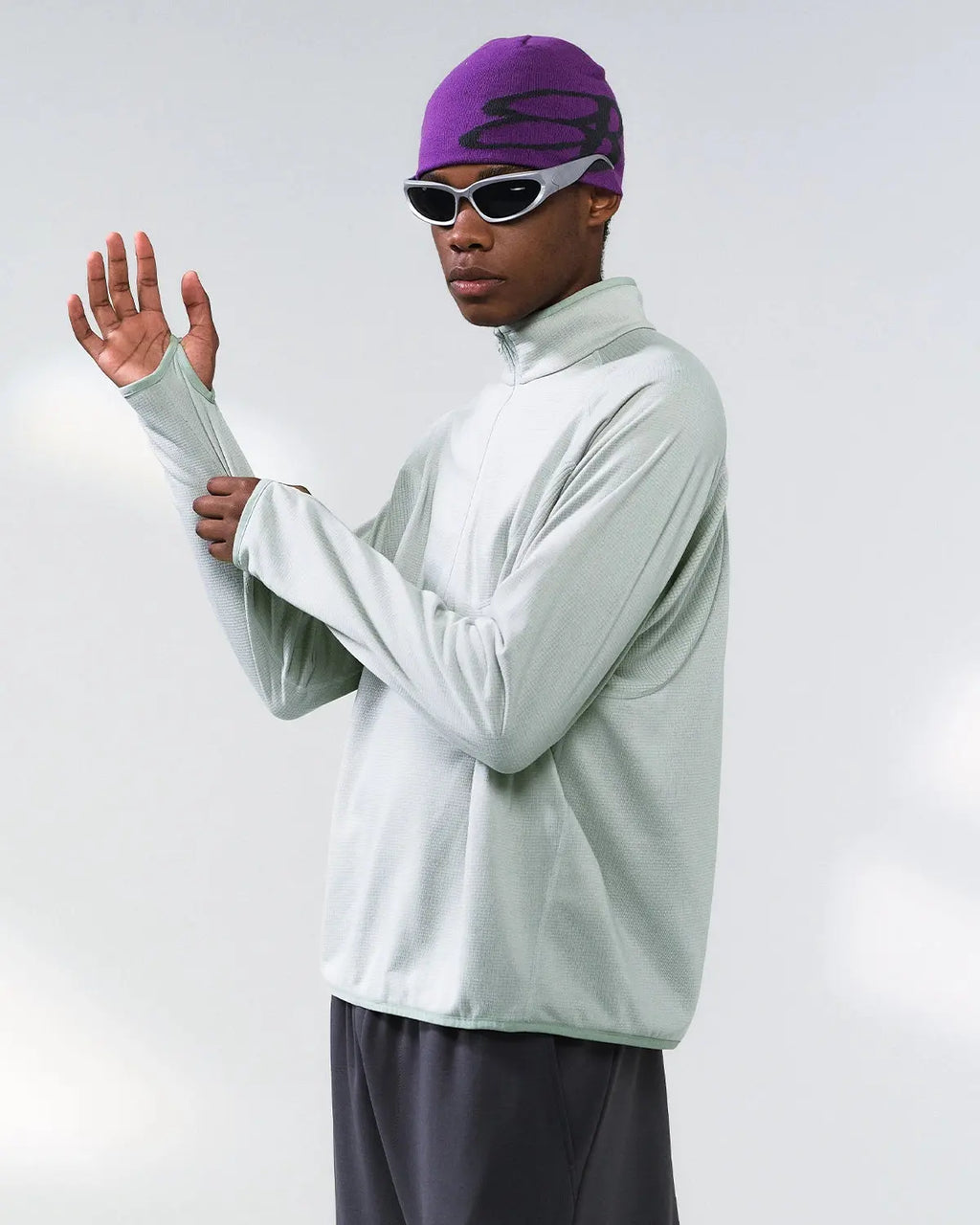 Breathable Grid Fleece Half-Zip Sweatshirt | Flation Streetwear
