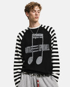 Music Graphic Striped Long Sleeve T-Shirt | Flation Streetwear