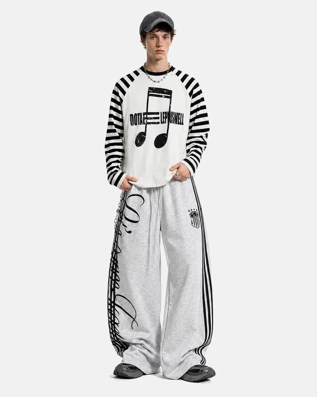 Music Graphic Striped Long Sleeve T-Shirt | Flation Streetwear
