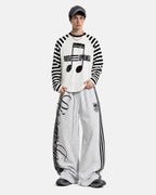 Music Graphic Striped Long Sleeve T-Shirt | Flation Streetwear
