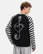 Music Graphic Striped Long Sleeve T-Shirt | Flation Streetwear