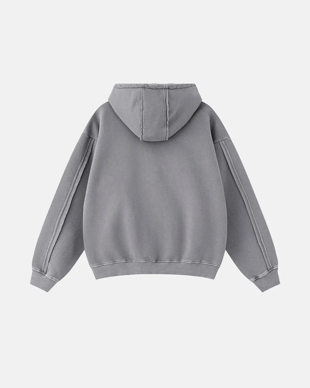 Washed Raw Edge Boxy Zip Up Hoodie | Flation Streetwear